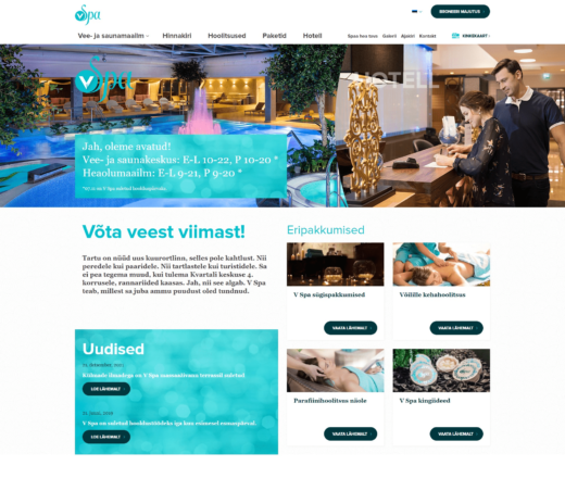 vSpa kodulehe tegemine ja vSpaHotelli veebilehe valmistamine