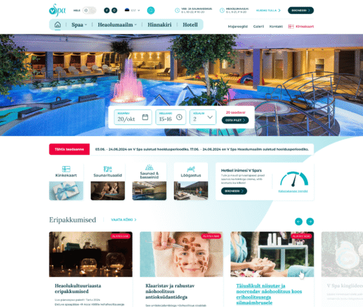 vSpa kodulehe tegemine ja vSpaHotelli veebilehe valmistamine